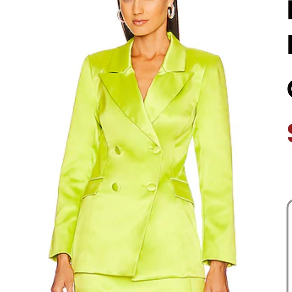 Michael Costello Green Double-Breasted Blazer XXS